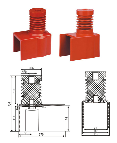 12KV连体绝缘子(630A-1250A) PT车，隔离车12KV专用