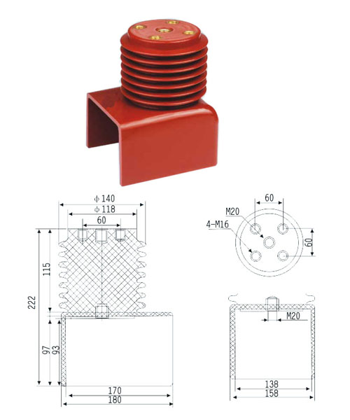 连体绝缘子(1600A-3150A) PT车,隔离车专用